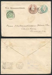 ESC621 KEVII 1/2d Blue Green and 3d Brown Compound Envelope with 1/2d Stamp