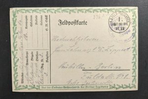 1914 WWI Germany Feldpost Christmas Postcard Cover to Berlin