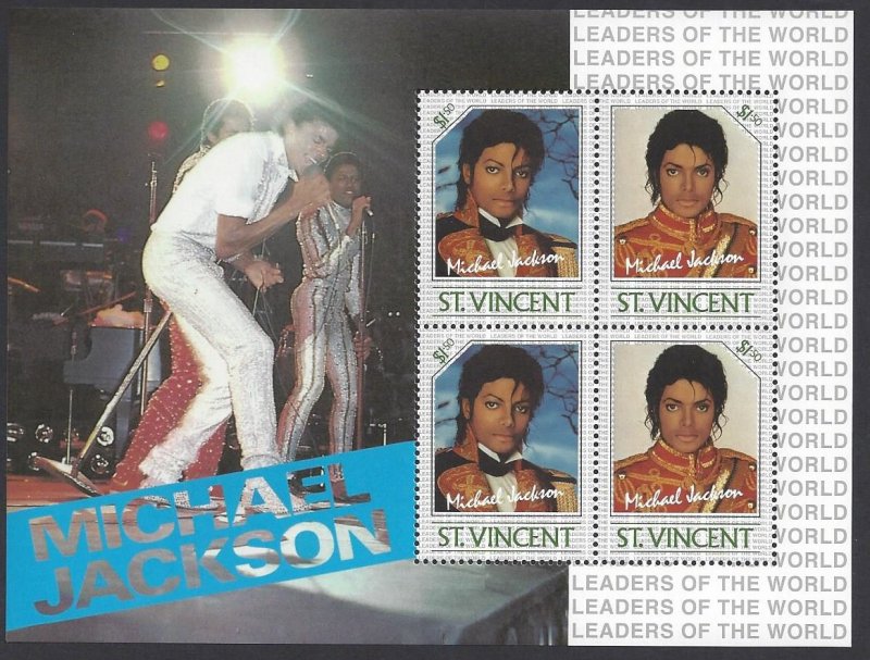 St. Vincent #896a/b & 900 MNH pair & ss, Michael Jackson, issued 1985