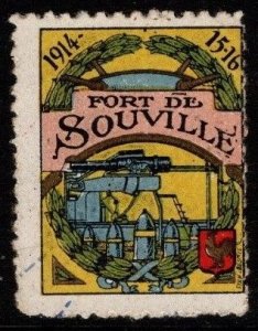 1914 WW One France Delandre Poster Stamp Fort de Souville