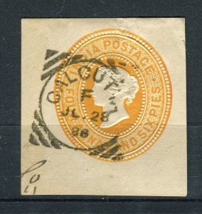 INDIA; 1880s classic QV 4a. 6p. fine POSTMARK Stationary Piece, Calcutta