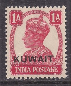 Kuwait 1945 KGV1 1 Anna Carmine Ovpt on India Umm SG 55 ( B339 )