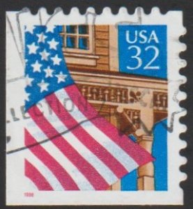 SC# 2921 - (32c) - Flag Over Porch, red date, die cut 9.8, used