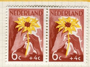 NETHERLANDS; 1949 early Relief Fund issue Mint hinged Pair 6c.