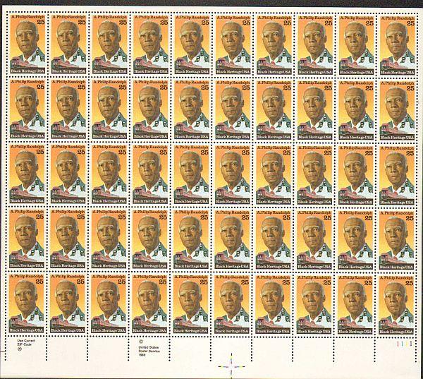 US #2402 Mint Sheet A Philip Randolph black heritage