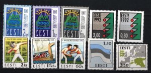ESTONIA 1991-1993 SMALL COLLECTION SET OF 10 STAMPS MNH