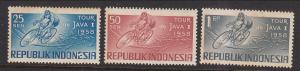 Indonesia 1958 Sc 465-7 Bicycle Tour Java MNH