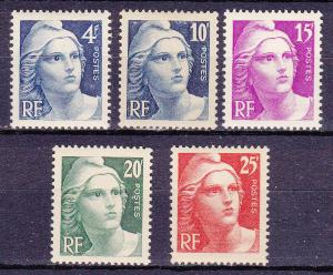 FRANCE  548-52 MINT OG 1945-46 MARIANNE DEFINITIVES