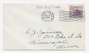 US 732 3c (Unlisted) National Recovery Act FDC Rubber Stamp Cachet ECV $12.50