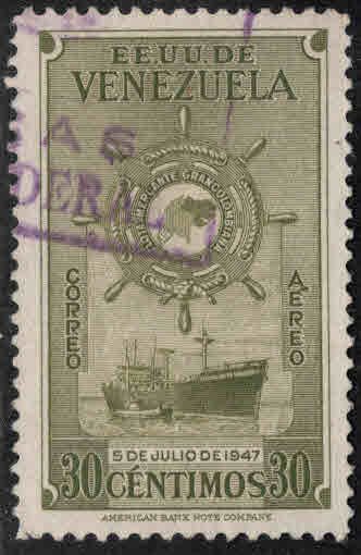 Venezuela  Scott C261 Used Airmail stamp 1950