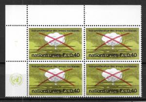 UN Geneva 23 Nuclear Waepons UL MI Block of 4 MNH