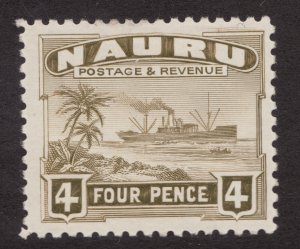 1924-47 Nauru Sc# 23  - Four Pence - Palm tree & freighter MH postage stamp.