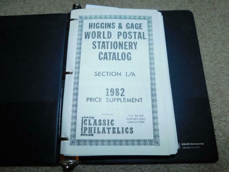 HIGGINS & GAGE WORLD POSTAL STA. CATALOG, 1982, SECTIONS 1A, 1, 2B, & 2