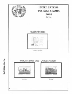 2018 UNITED NATIONS  ISSUES SUPPLEMENT – LAWA Album Pages