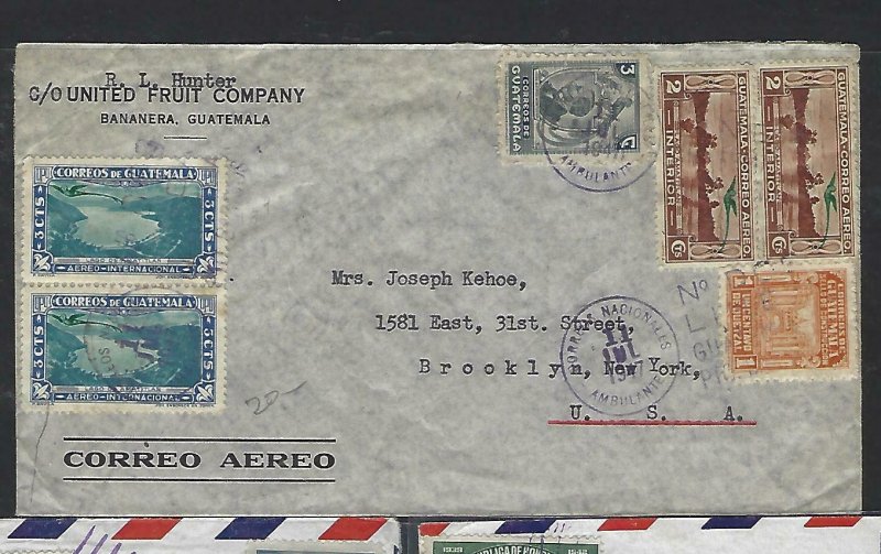 GUATEMALA  COVER (P2709B) 1947 1C+2CX2+3CX3, 2 DIFF A/M TO GERMANY