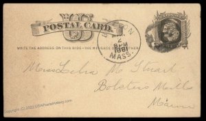 USA 1800s Boston Mass Negative Numeral 13 Fancy Cancel Cover 94969