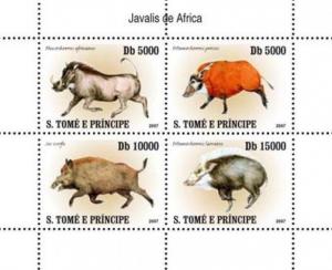 SAO TOME E PRINCIPE 2007 SHEET BOARS WILDLIFE st7408