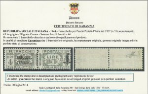 ITALY RSI (Social Rep) -Pacchi n.45 cv 400$ Certificate FERRARIO MNH** R+