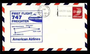 FIRST FLIGHT 747 FREIGHTER Los Angeles Chicago American AA 13c #C79 COVER 1974