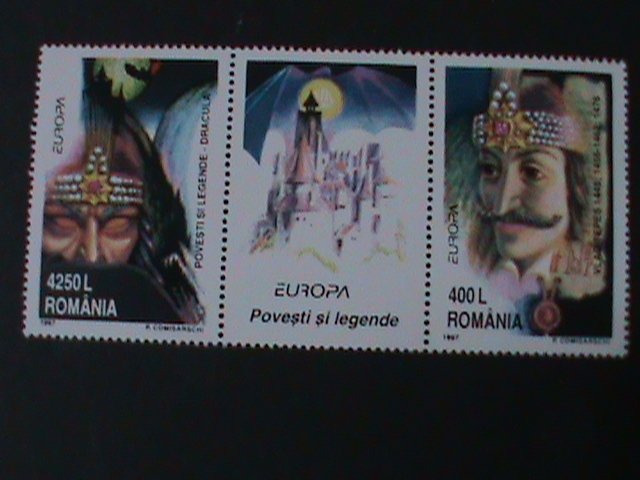 ​ROMANIA-1997-SC#4158a-EUROPA-DRACULA-STRIP STAMP-MNH VF WE SHIP TO WORLDWIDE