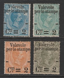 Italy x 4 Parcel post overprinted, 3 x MH,1 used (1890)