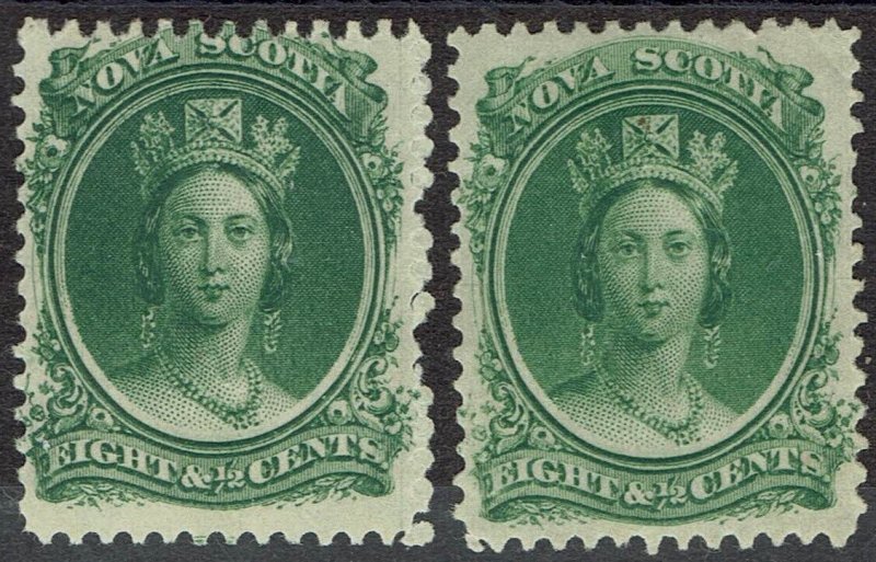 NOVA SCOTIA 1860 QV CHALON 8½C BOTH PAPERS