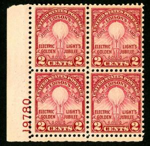 US Stamps # 655 XF OG NH PB of 4