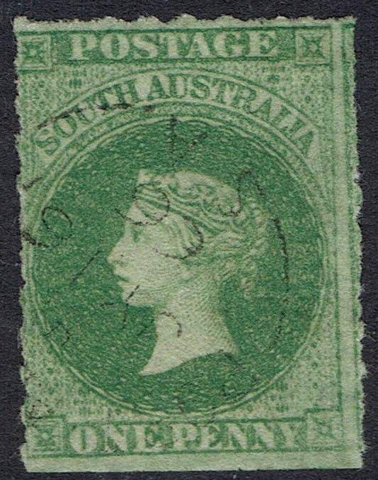 SOUTH AUSTRALIA 1860 QV 1D ROULETTED USED 