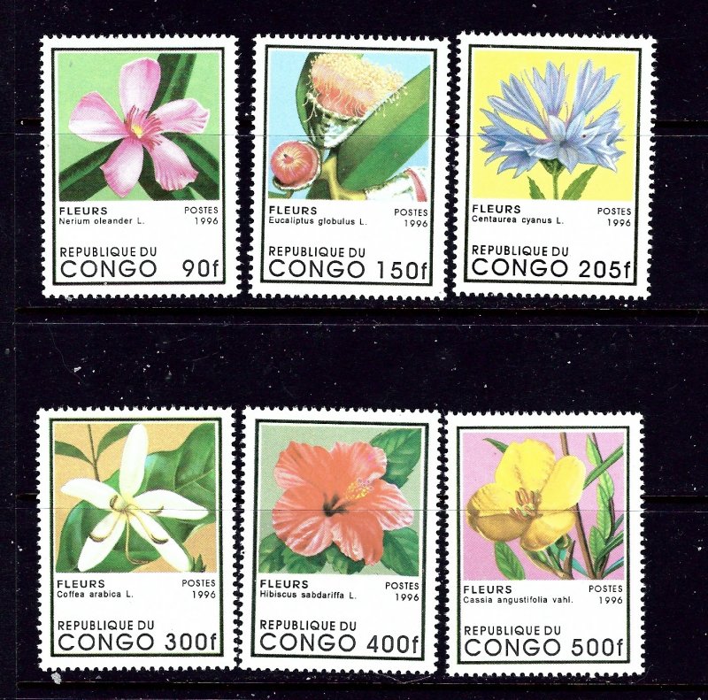 Congo (PR) 1109-14 MNH 1996 Flowers