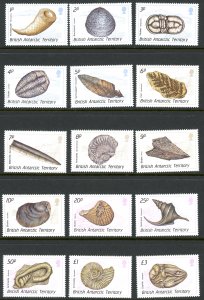 British Antarctic Territory 153-167 MNH mint Sea Fossils      (Inv 001144.)