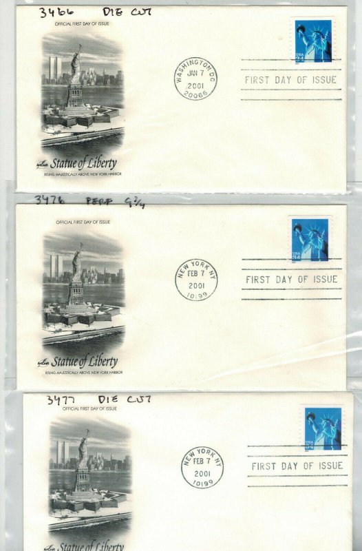 STATUE OF LIBERTY Above New York Harbor SET OF 6 FDCs All Different Printings!