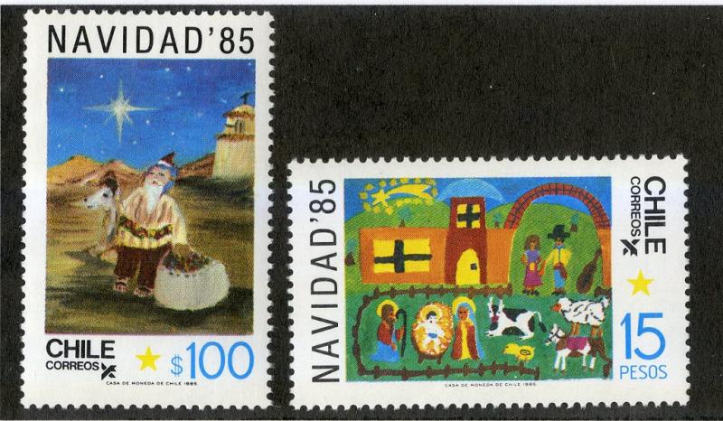 CHILE 698-699 MNH SCV $4.30 BIN $2.25 CHILDREN'S ART