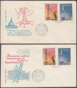 VATICAN Sc #262-3. SET of 2  FDC ARCHANGEL GABRIEL, ISSUED for RADIO VATICAN