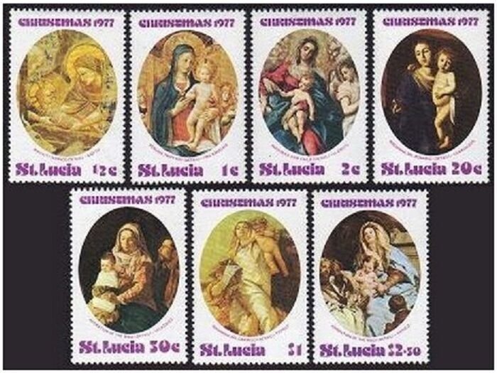 St Lucia 427-433, MNH. Mi 420-426. Christmas 1977. Fra Angelico, Greco, Tiepolo.