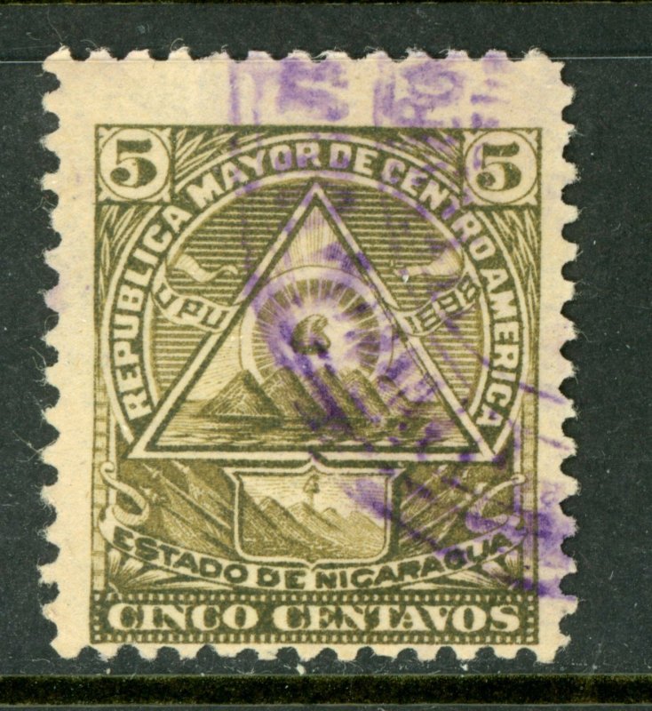 Nicaragua 1898 Seebeck Coat of Arms 10¢ Unwmk VFU B773