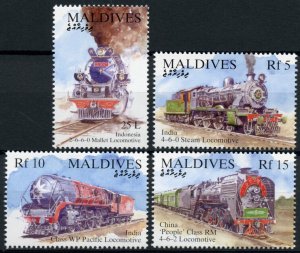 Railways Rail Stamps Maldives 1994 MNH Trains of Asia Locomotives 4v Set II