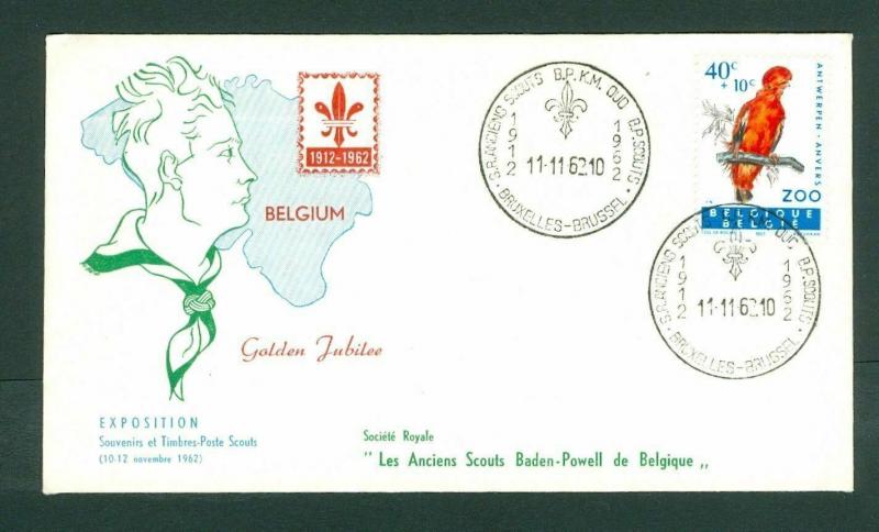 Belgium. Covers  Cachet 1962.  Scouts. 1912 -1962. 40 + 10 C. Zoo. Spc. Cancel