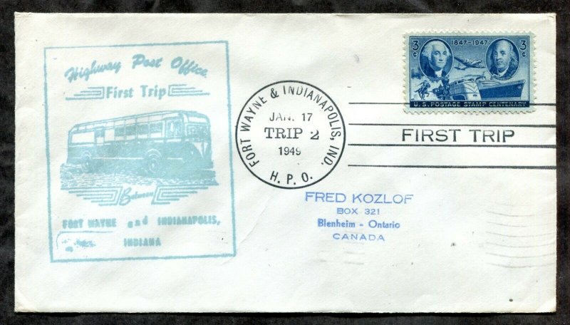 d96 - HPO Cover 1949 First Trip FORT WAYNE and INDIANAPOLIS Ind