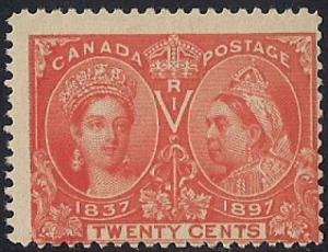 Canada #59 20 cent 1897 Victoria Jubilee Stamp Mint NH OG F