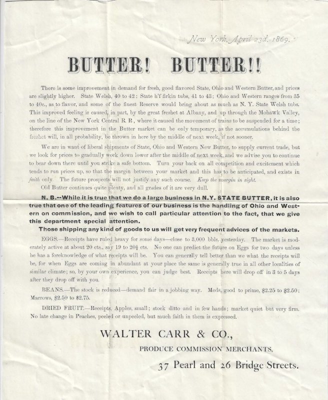 1869 - Commission Merchant Mail Advertising - Ephemera 1052