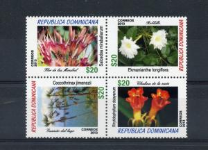 Dominican Republic 2013 MNH Flowers 4v Block Flora Plants