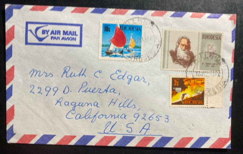 1972 Bulawayo Rhodesia Airmail Cover To Laguna Hill CA USA