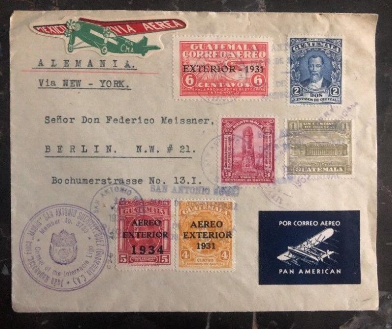 1930 San Antonio Such Guatemala Airmail Cover To Berlin Germany Via New York