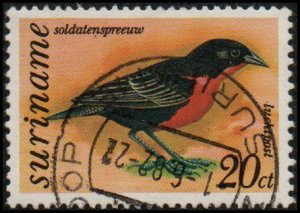 Suriname C58 - Used - 20c Red-breasted Blackbird (1977)