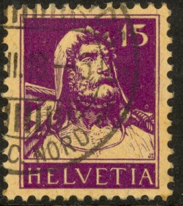 SWITZERLAND 1914-30 15c Dark Violet WILLIAM TELL Sc 172a VFU