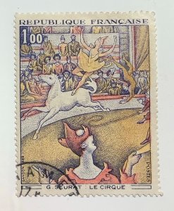 France 1969 Scott 1239 used - 1fr, Painting, The Circus by Georges Seurat