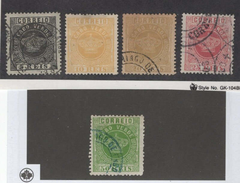 Cape Verde 1-4, 6 F-VF Used #3 Toning At Top #6 Short Perfs (JH 12/15) GP 