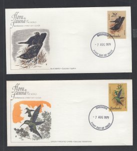 Barbados #495-508 (1979 Birds short set) on 14 unaddressed cachet FDC