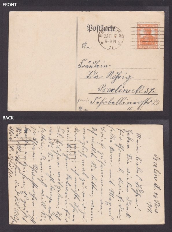 GERMANY 1917, Postcard from Berlin local
