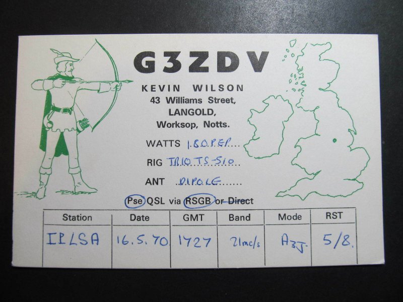 9817 Amateur Radio QSL Card LANGOLD ENGLAND